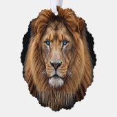 Majestic Lion Face with Blue Eyes | Wildlife Anima オーナメントカード (左)