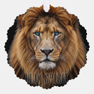 Majestic Lion Face with Blue Eyes | Wildlife Anima オーナメントカード