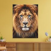 Majestic Lion Face with Blue Eyes | Wildlife Anima キャンバスプリント (インサイチュ (リビング))