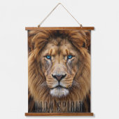 Majestic Lion Face with Blue Eyes | Wildlife Anima 吊り下げ型タペストリー (正面)
