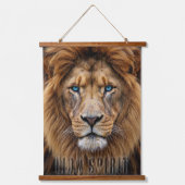 Majestic Lion Face with Blue Eyes | Wildlife Anima 吊り下げ型タペストリー (正面2)
