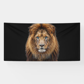 Majestic Lion Face with Blue Eyes | Wildlife Anima 横断幕
