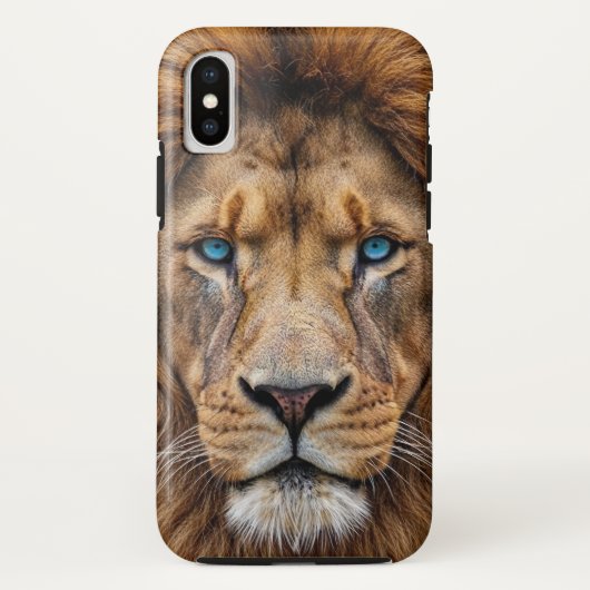 Majestic Lion Face with Blue Eyes | Wildlife Anima Case-Mate iPhoneケース (裏面)