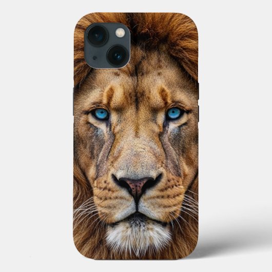 Majestic Lion Face with Blue Eyes | Wildlife Anima Case-Mate iPhoneケース (裏面)
