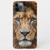 Majestic Lion Face with Blue Eyes | Wildlife Anima iPhoneケース (裏面)
