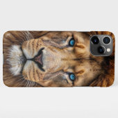 Majestic Lion Face with Blue Eyes | Wildlife Anima iPhoneケース (裏面横)