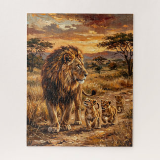 Majestic Lion Family – Golden Savannah Art ジグソーパズル