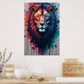 Majestic Lion Graffiti Art Poster ポスター (キッチン)