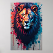 Majestic Lion Graffiti Art Poster ポスター (正面)