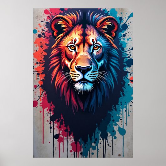 Majestic Lion Graffiti Art Poster ポスター (正面)