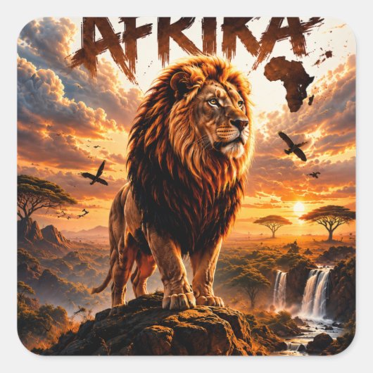 Majestic Lion Head Sticker スクエアシール (正面)