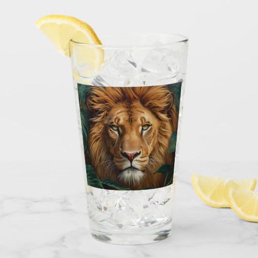 Majestic Lion Mug – Powerful Wildlife Coffee Mug タンブラーグラス (アイス正面)