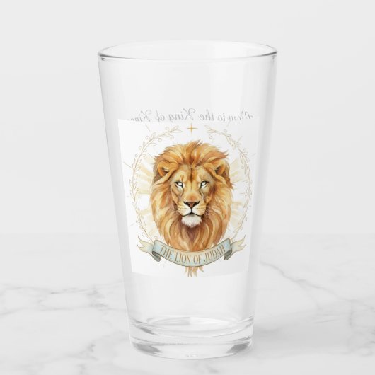 Majestic Lion of Judah Christian Glass Tumbler  タンブラーグラス (正面)
