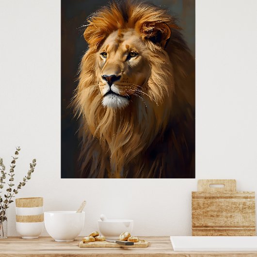 Majestic Lion Portrait  ポスター (キッチン)