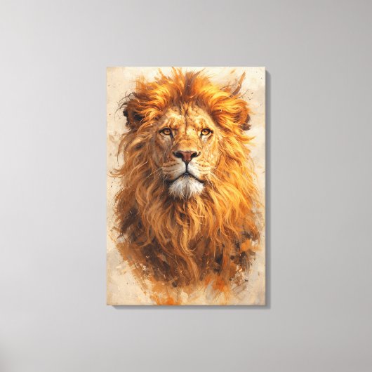 Majestic Lion Portrait – Golden Power Canvas Print キャンバスプリント (正面)