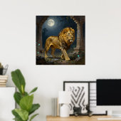 Majestic Lion Strolling under the Moonlight  ポスター (ホームオフィス)