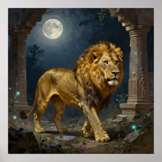 Majestic Lion Strolling under the Moonlight  ポスター (正面)