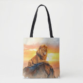 Majestic Lion Sunset - KIng of the Jungle Safari トートバッグ (正面)