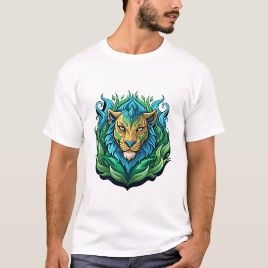 Majestic Lion Vector Art T-Shirt Design  Tシャツ (正面)