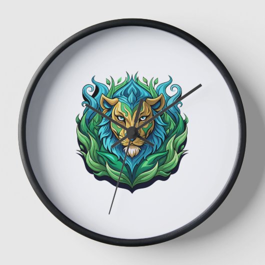 Majestic Lion Vector Art Wall Clock-Home Décor 壁時計 (正面)