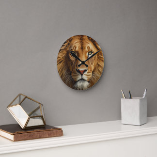 Majestic Lion Wall Clock – Powerful Wildlife Art H ラウンド壁時計