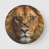Majestic Lion Wall Clock – Powerful Wildlife Art H ラウンド壁時計 (正面)