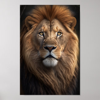 Majestic Lion with beautiful manes ポスター