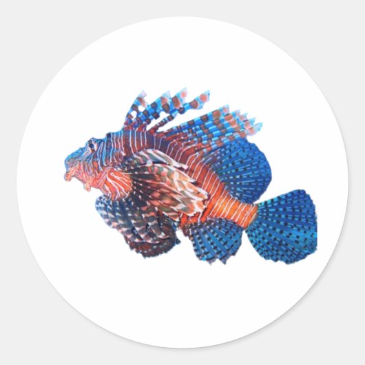 ​Majestic Lionfish Sticker - Exotic Marine Lepu Fi ラウンドシール (正面)
