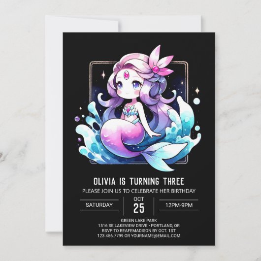 Majestic Little Mermaid Birthday 招待状 (正面)
