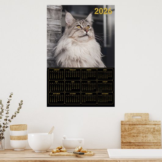 Majestic Maine Coon Cat – 2026 Wall Calendar ポスター (キッチン)