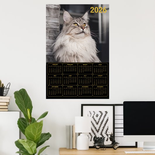 Majestic Maine Coon Cat – 2026 Wall Calendar  ポスター (ホームオフィス)