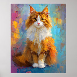 Majestic Maine Coon Cat – Regal Digital Portrait ポスター