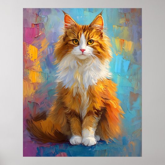 Majestic Maine Coon Cat – Regal Digital Portrait ポスター (正面)