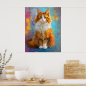Majestic Maine Coon Cat – Regal Digital Portrait ポスター (キッチン)