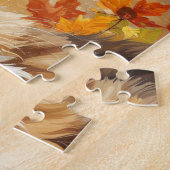 Majestic Maine Coon with Fall Leaves and Sunflower ジグソーパズル (側面)