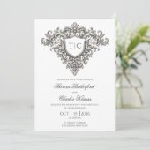 Majestic Monogram Crest Wedding Invitation (スタンド正面)