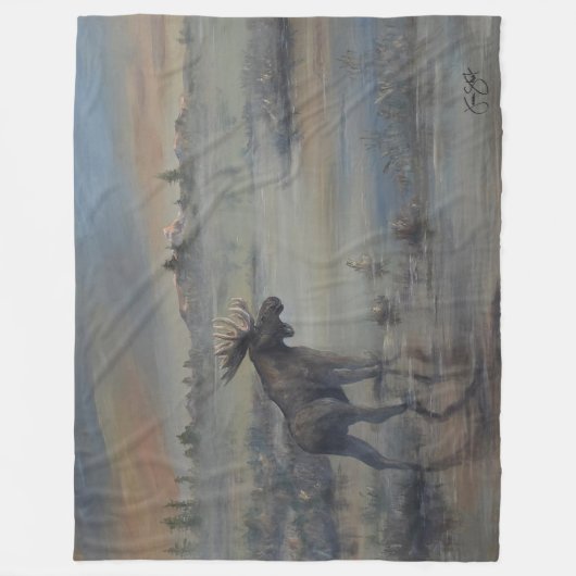 Majestic Moose フリースブランケット (正面)