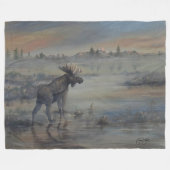Majestic Moose フリースブランケット (正面(横))