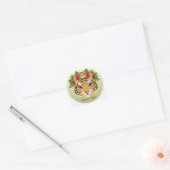 Majestic Mother Tiger and Cub Floral Sticker - Maa スクエアシール (封筒)