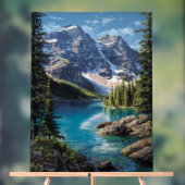 Majestic Mountain Lake Poster – Realistic Nature L アクリルサイン (ニュートラル)