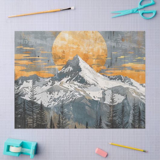 Majestic Mountain Landscape - Rustic Nature 薄葉紙 (クラフト)