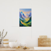Majestic Mountain Valley with Soft Light Landscape ポスター (キッチン)