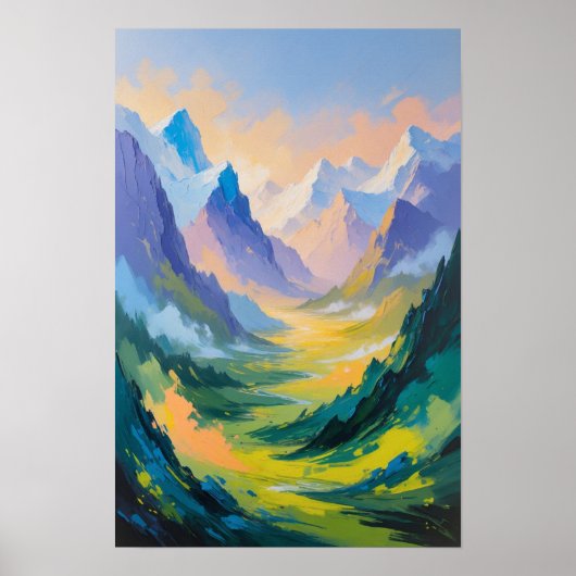 Majestic Mountain Valley with Soft Light Landscape ポスター (正面)