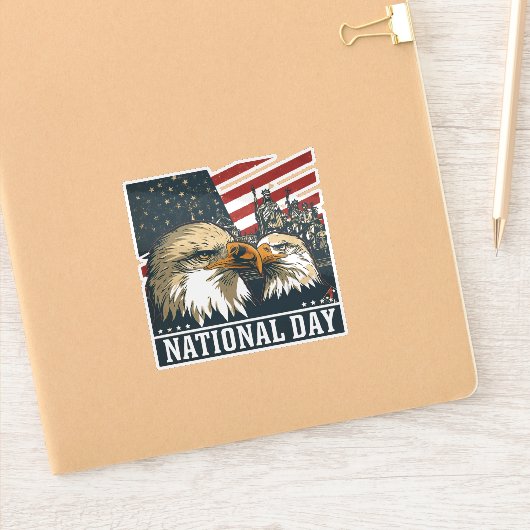 Majestic National Day Eagle Flag Patriot Decal シール (ノートブック)