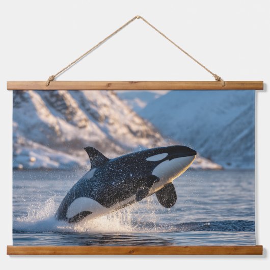 Majestic Orca Arctic Splash Wildlife Wall Art 吊り下げ型タペストリー (正面)