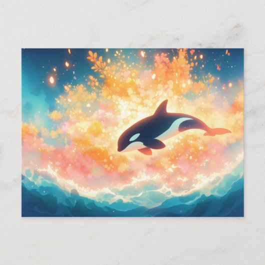 Majestic Orca Sunset Ocean ポストカード (正面)