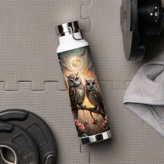 Majestic Owl Design ウォーターボトル (ジム (回転後))