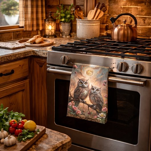 Majestic Owl Design キッチンタオル