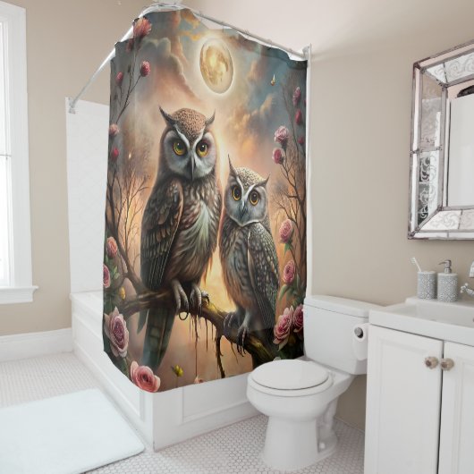 Majestic Owl Design シャワーカーテン (インサイチュ)