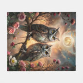 Majestic Owl Design フリースブランケット (正面(横))